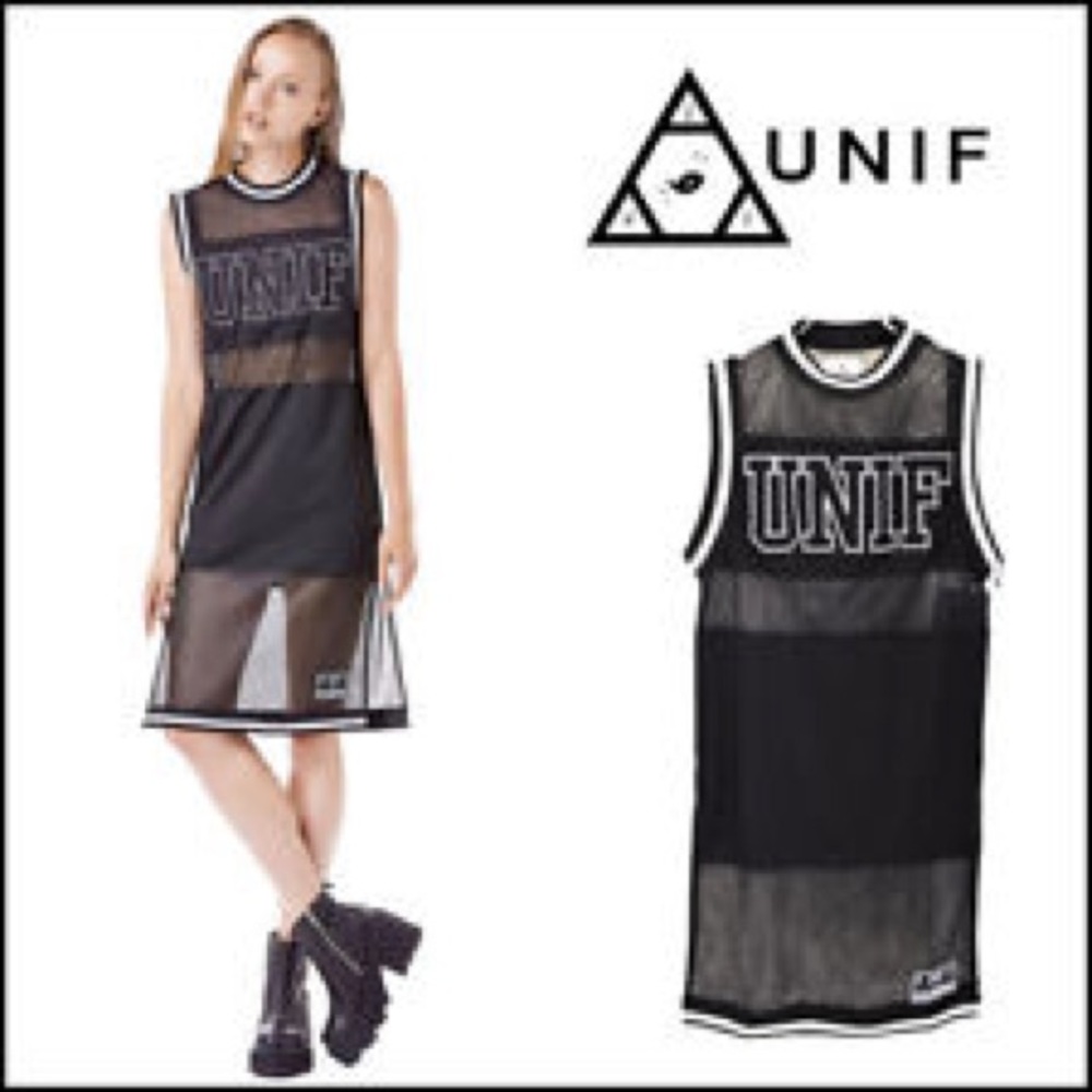Jersey Slit Dev Sheer Panel Dress In Black UNIF